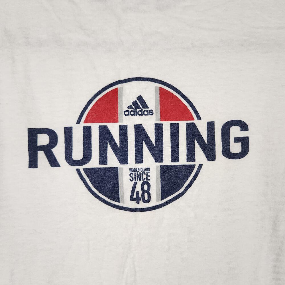 Vintage Adidas Running Shirt Mens Large White Long Sleeve Graphic USA 90s Y2k